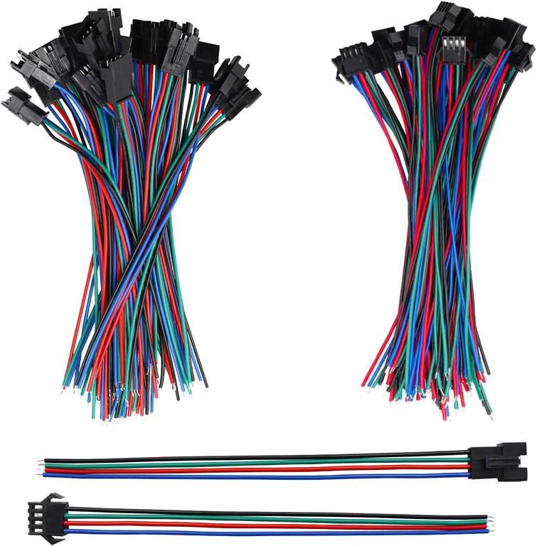 mxuteuk 20 Pairs 22 AWG JST SM Plug 4 Pin Male to