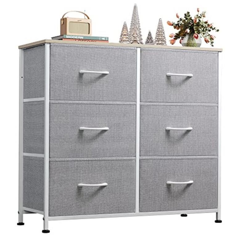 WLIVE Fabric Dresser for Bedroom, 6 Drawer Double