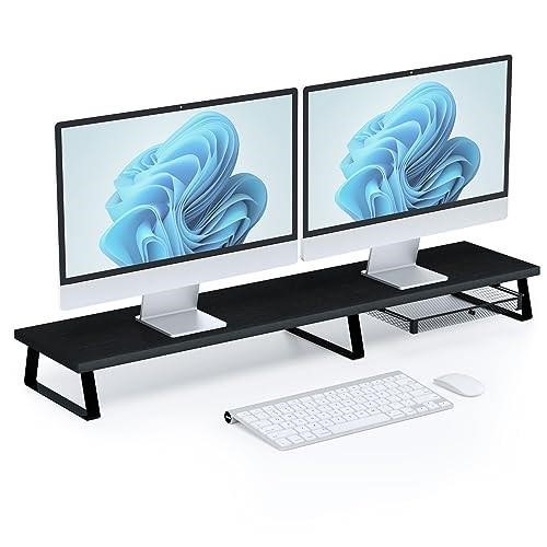 Wood Dual Monitor Mount Riser - Monitor Stand for