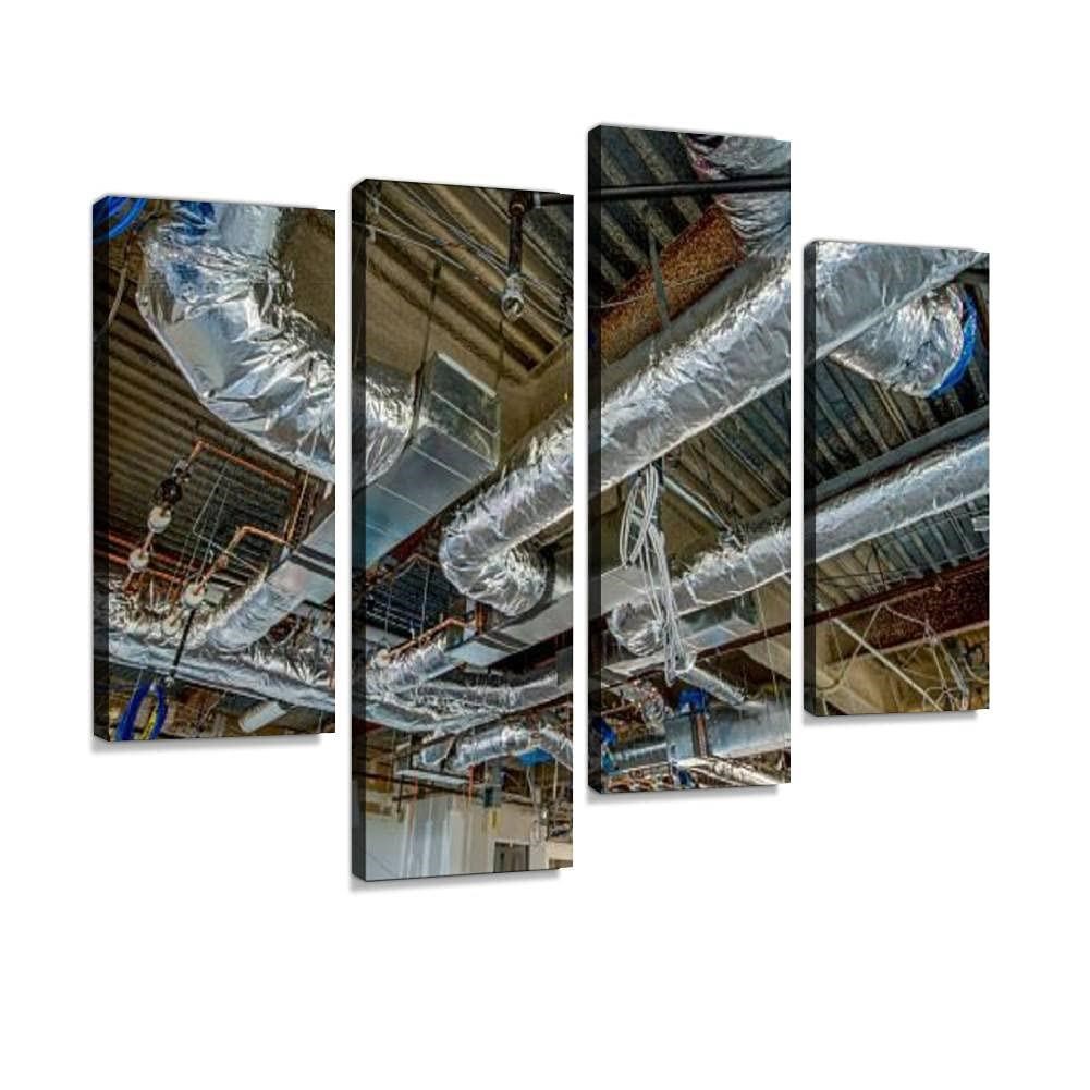 IGOONE 4 Panels Canvas Paintings - Ceiling HVAC I