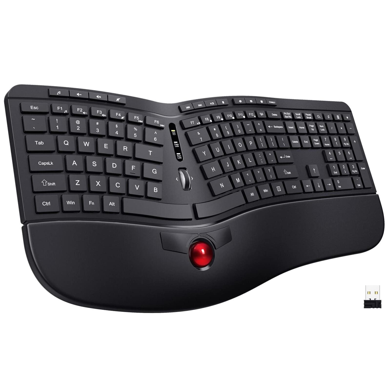 Ergonomic Keyboard, 2 in 1 Wireless Computer Keyb